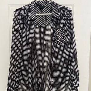 Guess button down sheer collared blouse